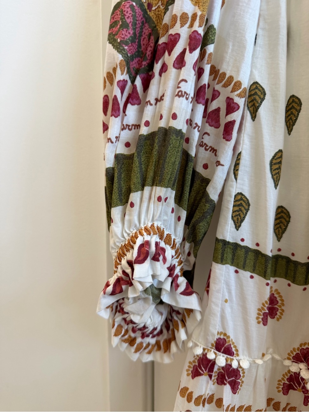 Farm Rio Bohemian Embroidered Maxi Dress - White with Multicolor Tropical Motif - Picture 3 of 5